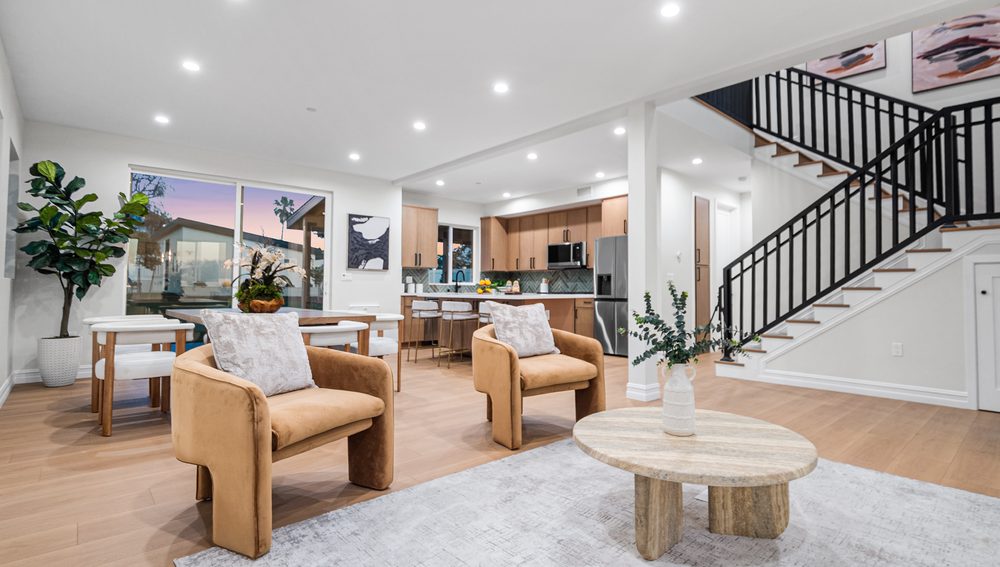 Open living area and staircase