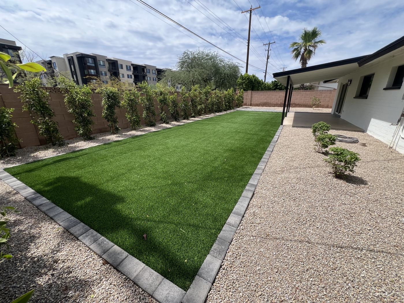 Back lawn along the covered patio