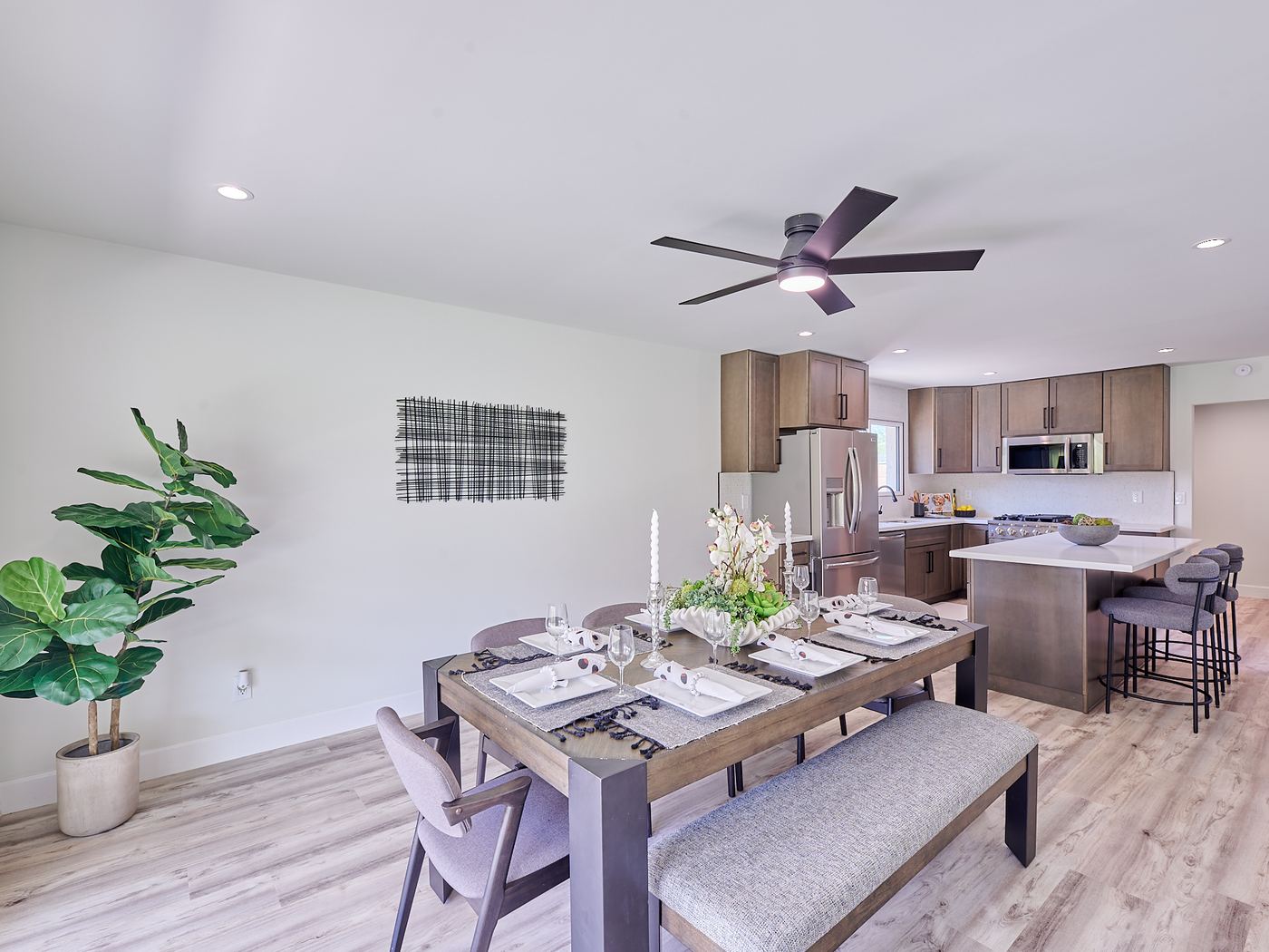 Open dining and kitchen