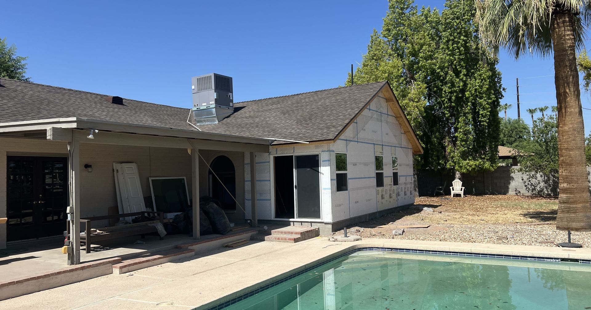 New master suite addition tied into the existing roofline
